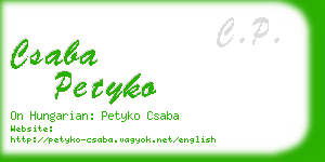 csaba petyko business card